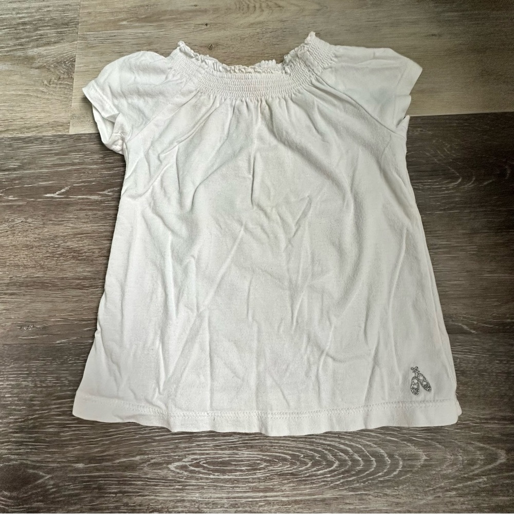 OshKosh B'gosh White Short Sleeve Tee Silver Ballerina Shoes 18M